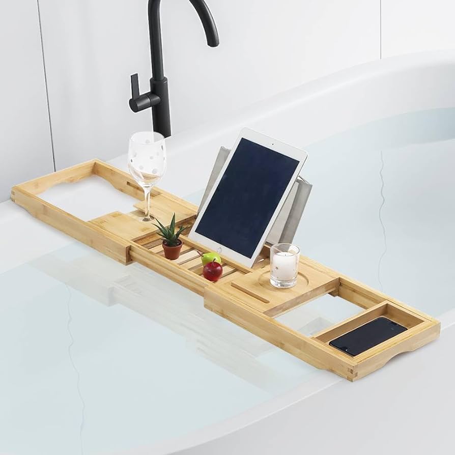 お風呂時間充実 竹製バスタブトレー 伸縮式バスタブトレー バステーブル 竹製 お風呂 テーブル | Eco Bath